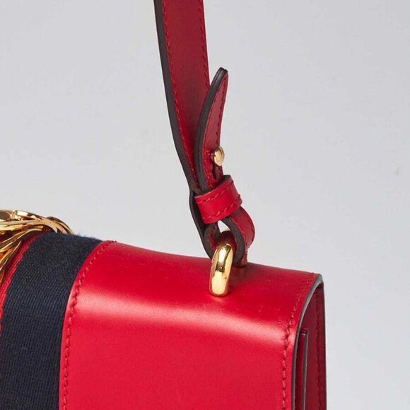 Gucci Red Smooth Leather Small Sylvie Shoulder Bag - Picture 7 of 10